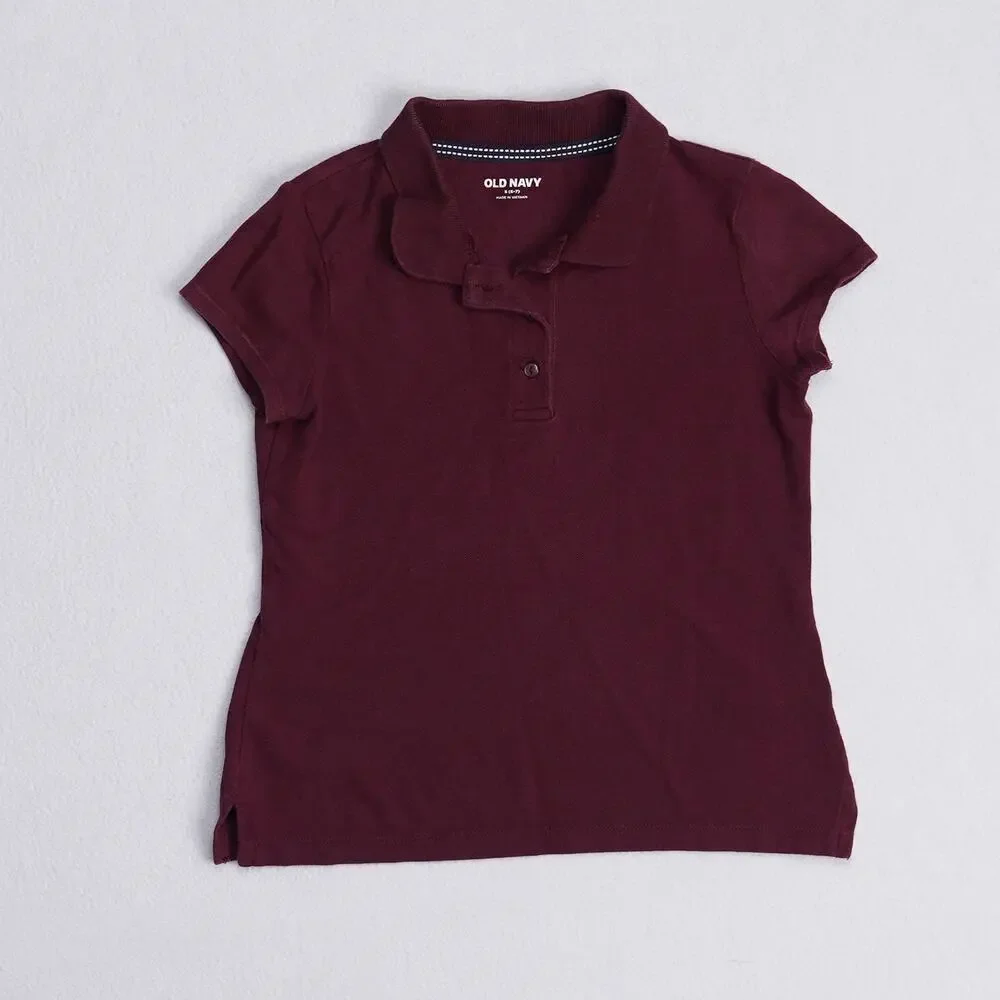 Old Navy Girls Polo Shirt Size S 6-7 Burgundy Short Sleeve Pique School Uniform